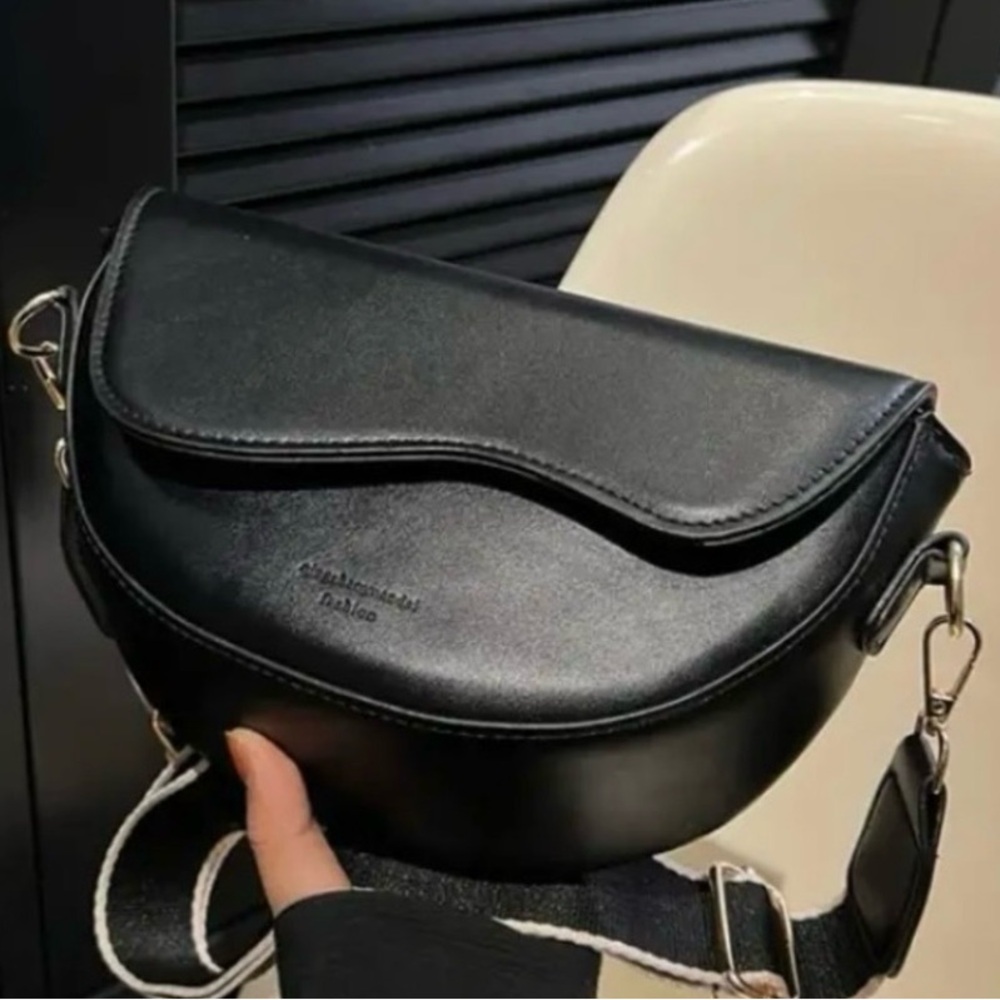 Black PU Leather Saddle / Shoulder Bag